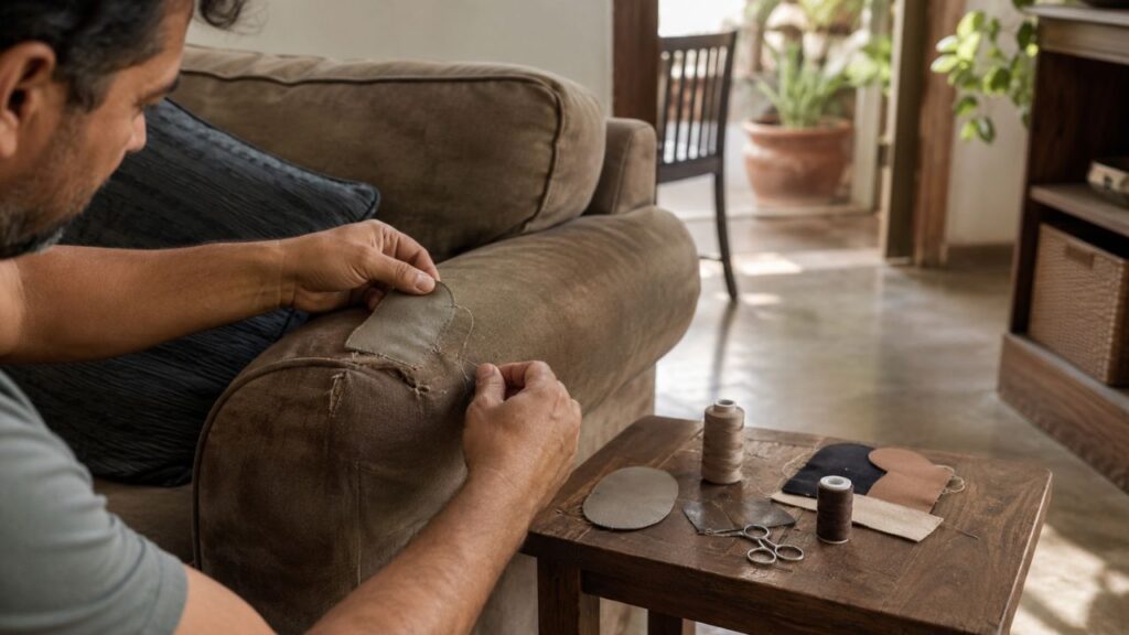 Como recuperar sofá rasgado em casa e melhorar o visual da sala sem trocar o móvel inteiro