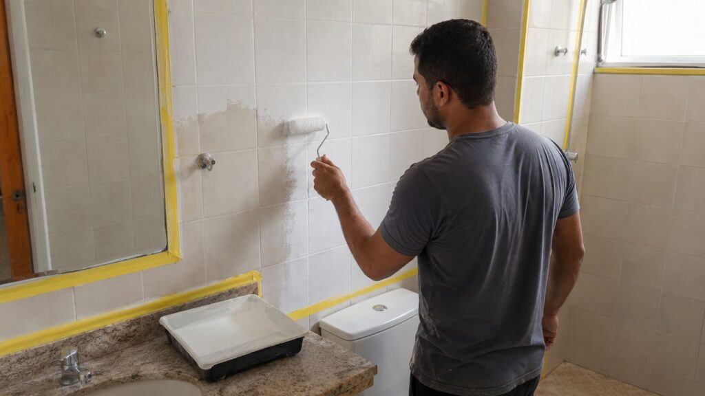Reforma sem quebra fica mais fácil quando o azulejo antigo recebe a tinta certa