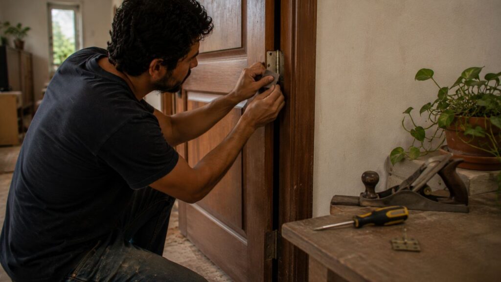 Como corrigir porta empenada sem trocar a peça e fazer ela voltar a fechar direito