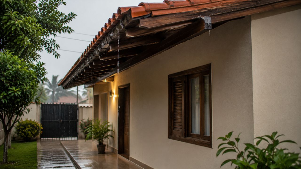 Como fazer um beiral simples no telhado para proteger paredes, portas e janelas da chuva