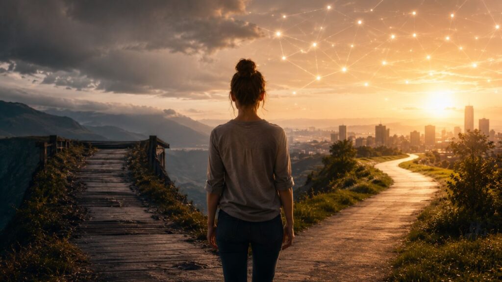 Criar uma imagem única 1200x680, sem escritas, com cenário original e não reaproveitado, representando o tema abaixo de forma simbólica, criativa e coerente. Estilo realista cinematográfico + mistério visual. Não revelar números, signos, cartas ou símbolos explícitos se não forem especificados no texto. Evitar elementos fora do contexto. Ambiente único, profissional, emocional e visualmente interpretativo, com diversidade humana natural quando aplicável. Priorizar realismo fotográfico cinematográfico, com nitidez alta e acabamento limpo.