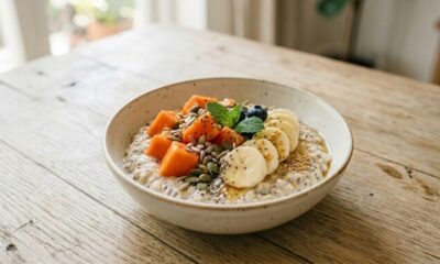 Café da manhã com mamão e aveia pode ficar mais completo com uma dupla simples