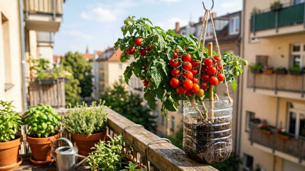 A técnica para plantar tomate em garrafa PET que surpreende pelo resultado mesmo em pouco espaço