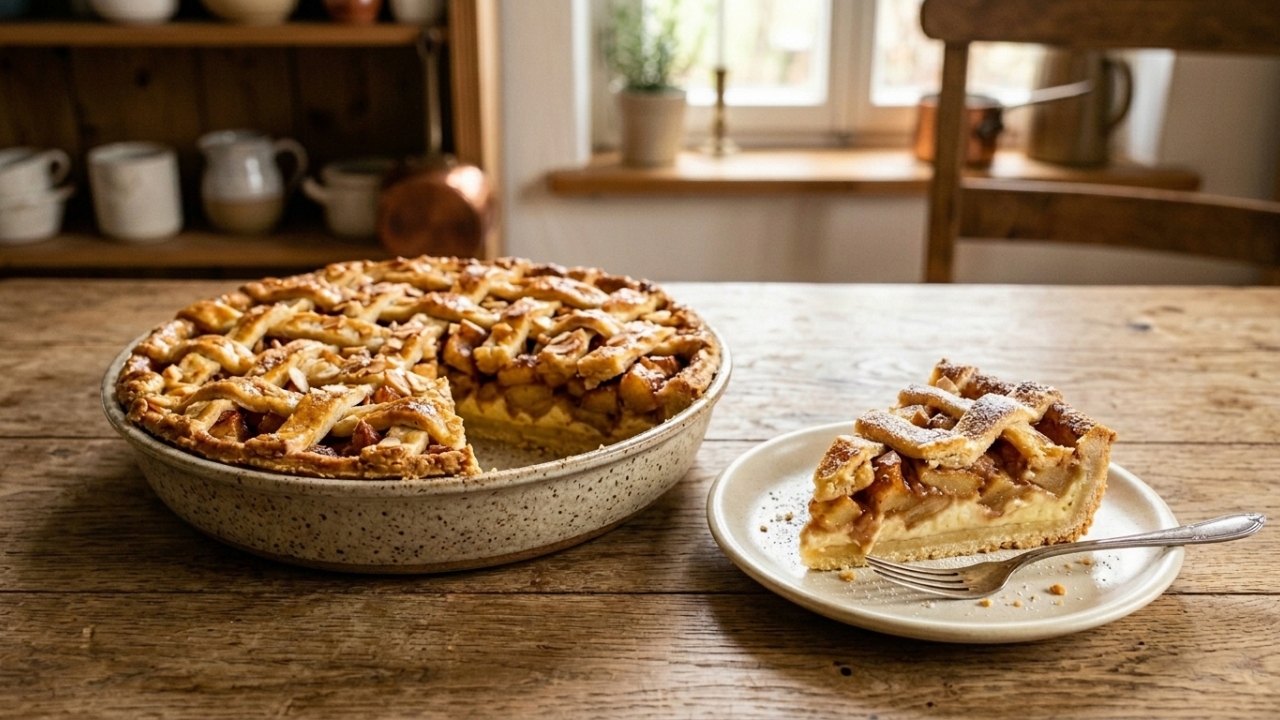 Essa torta de maçã alemã parece difícil, mas fica pronta com poucos ingredientes e sem massa sovada