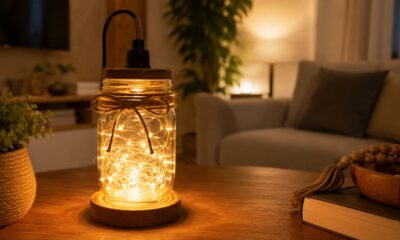 Utilizando potes de vidro e luzes de LED, crie estas belas luminárias para decorar sua casa