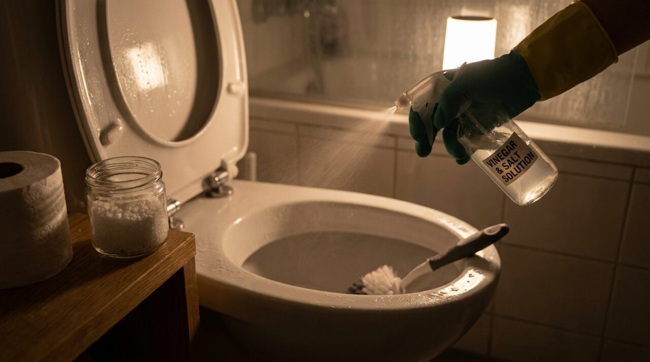 Borrifar vinagre e sal no vaso sanitário à noite: para que serve e quais cuidados tomar