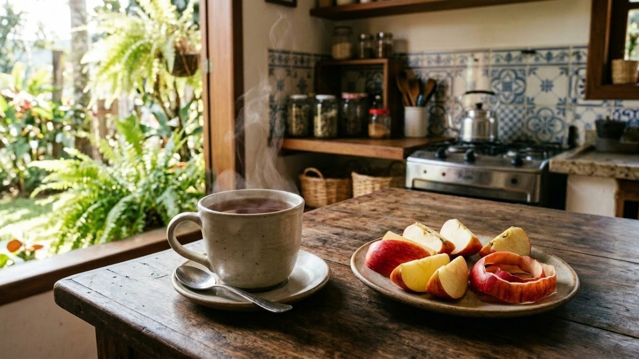 Chá de casca de maçã é uma forma simples de aproveitar melhor a fruta no dia a dia