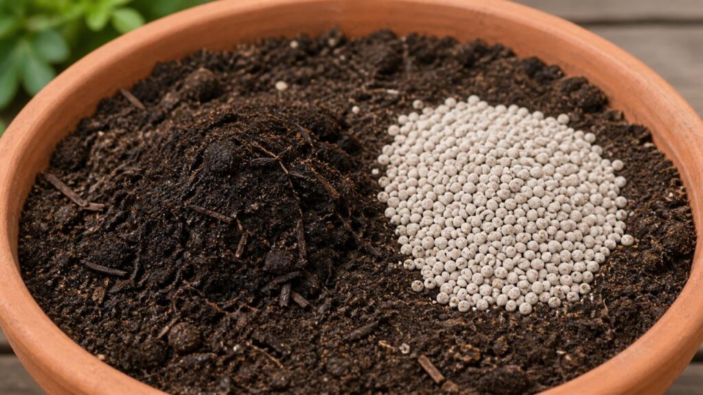 Adubo orgânico ou mineral pode mudar o jeito como seu jardim cresce ao longo do tempo