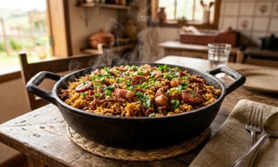 Esse arroz carreteiro da minha vó tinha aquele cheiro forte e gostoso que tomava conta da cozinha inteira