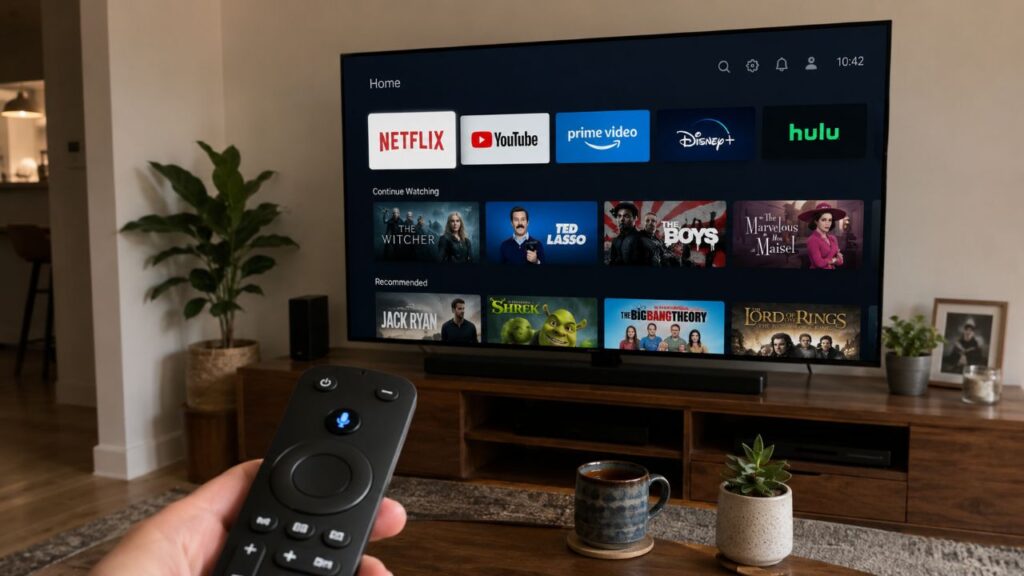 Modelos com navegação fluida facilitam o acesso rápido aos principais aplicativos de streaming