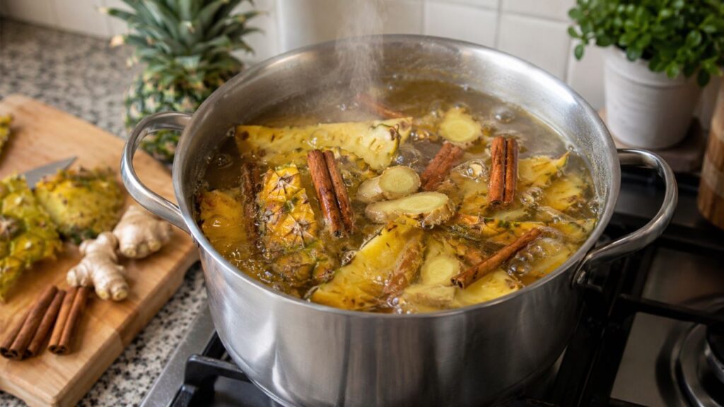 Combinações simples deixam o chá de casca de abacaxi mais saboroso