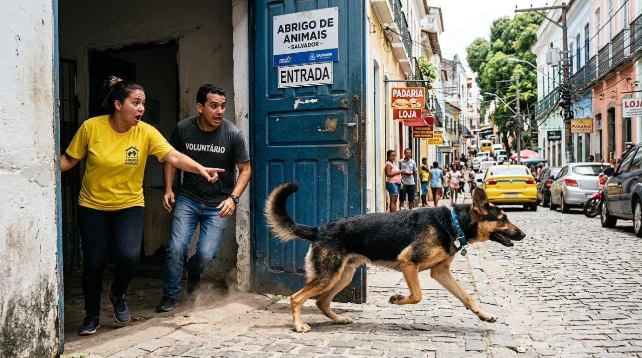 Cachorro destranca porta de abrigo e volta para sua antiga casa