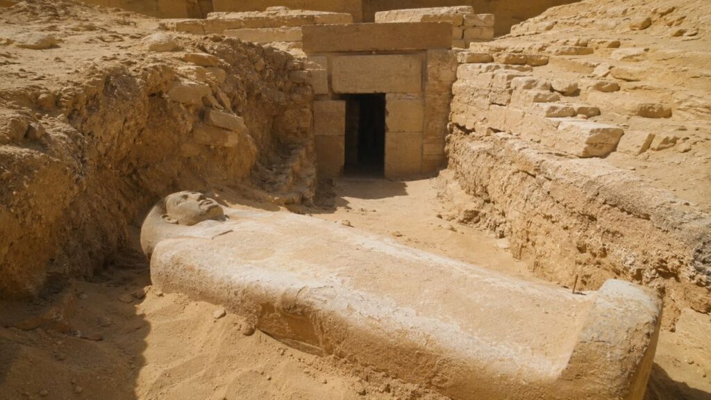 Tumba intacta em Saqqara preservou vestígios importantes do sepultamento original.