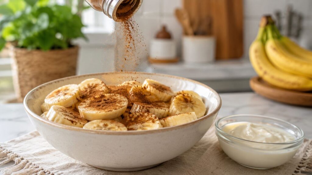 A canela realça o sabor doce da banana sem depender de açúcar em excesso