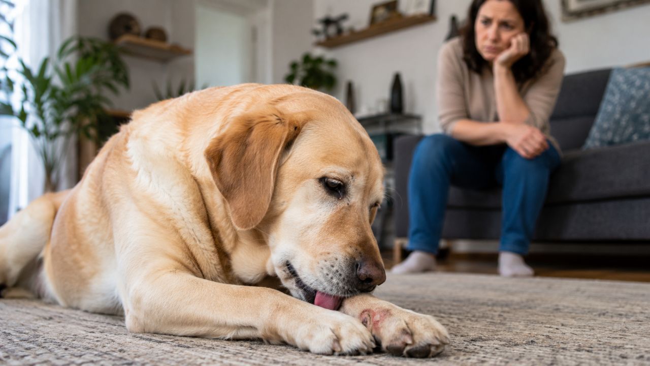 Lamber a pata muitas vezes pode ser sinal de incômodo no cachorro