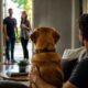 Cachorro se comportando com visitas
