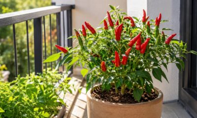 Pimenta em vaso produz bem quando recebe sol, drenagem e regas equilibradas