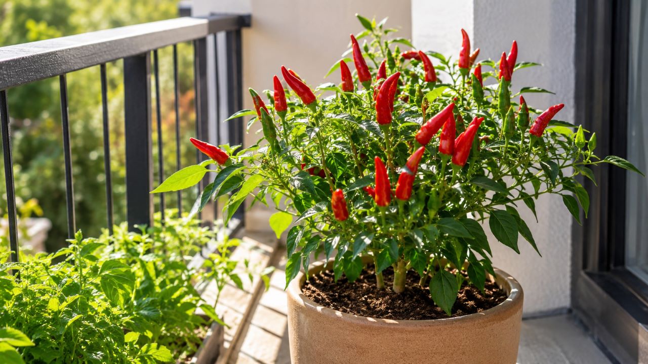 Pimenta em vaso produz bem quando recebe sol, drenagem e regas equilibradas