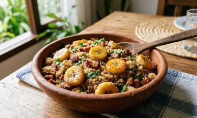 Toda vez que essa farofa de banana ia para a mesa, o cheiro bom tomava conta da cozinha inteira