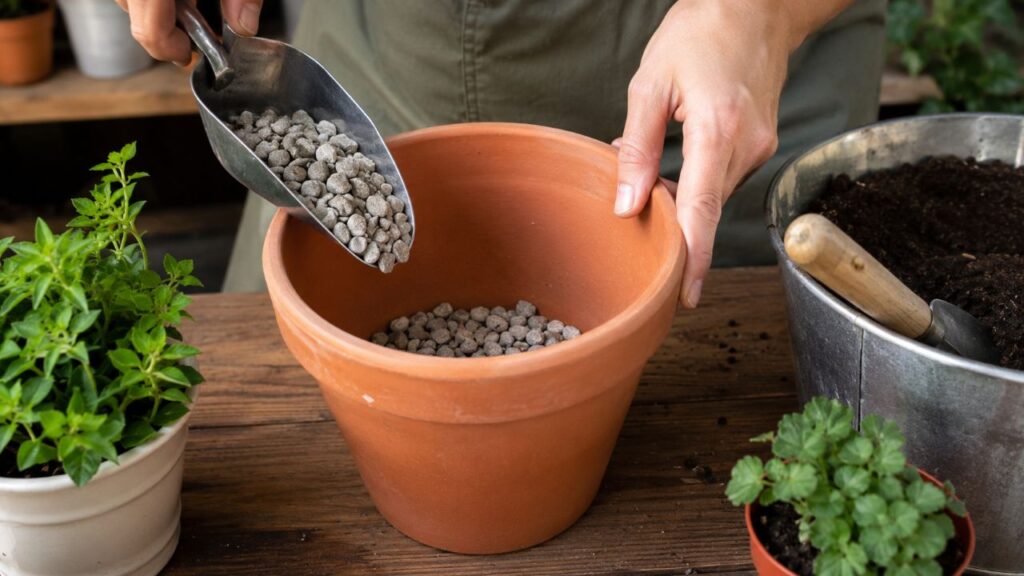 Excesso de água no fundo do vaso pode impedir o desenvolvimento da muda