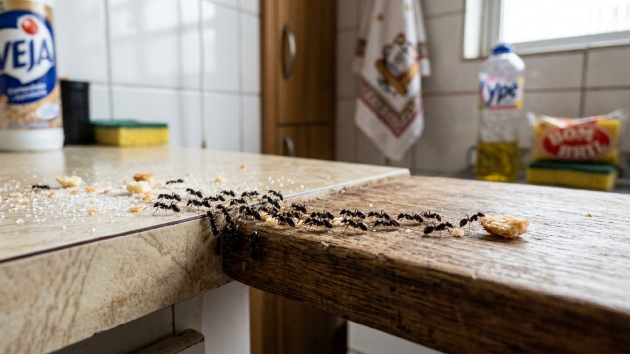 Como fazer um repelente natural simples com vinagre e cravo para proteger a despensa e as bancadas da invasão de formigas