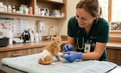 Gatinho minúsculo com queimaduras emociona com recuperação impressionante