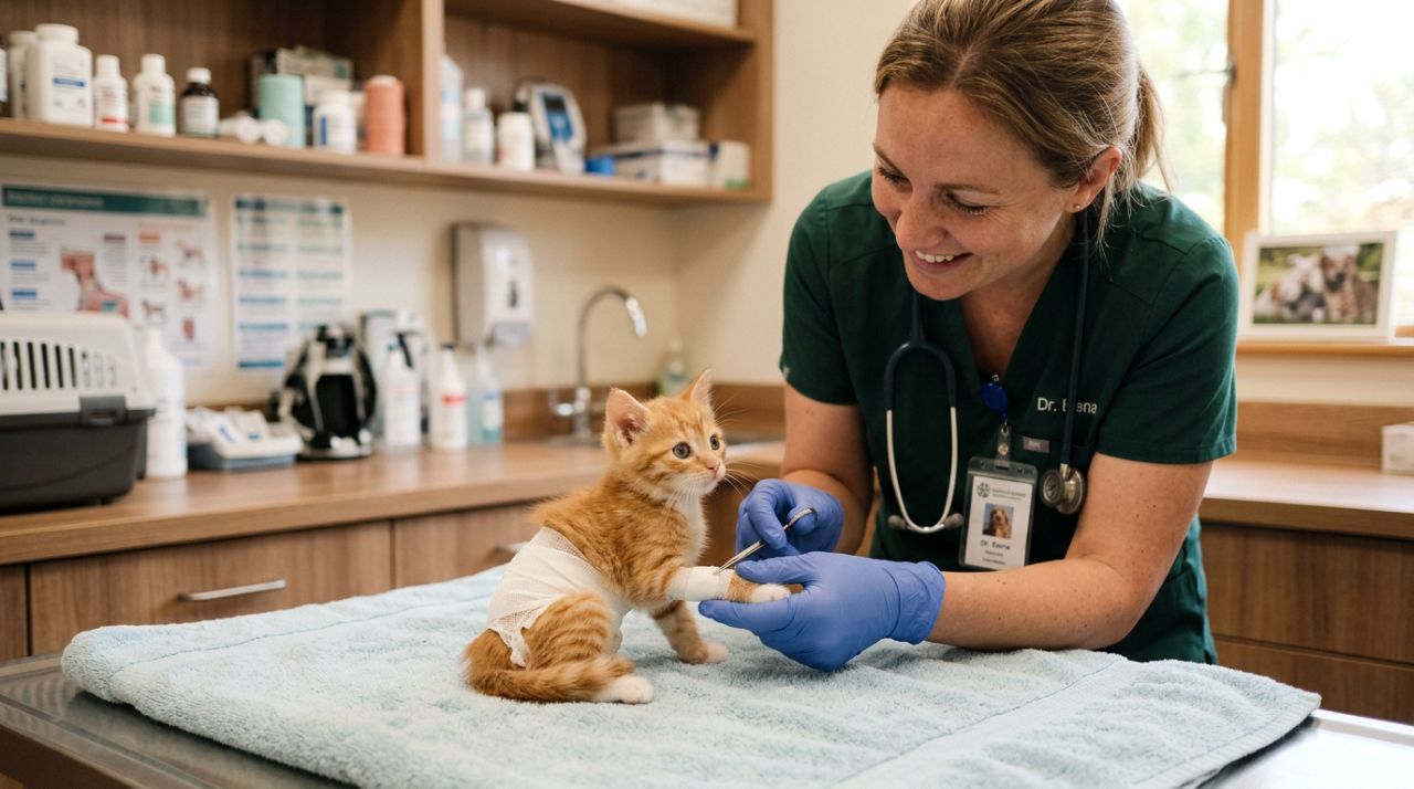 Gatinho minúsculo com queimaduras emociona com recuperação impressionante