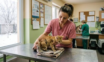 Gatinho coberto de tinta se transforma em um adorável ursinho de pelúcia