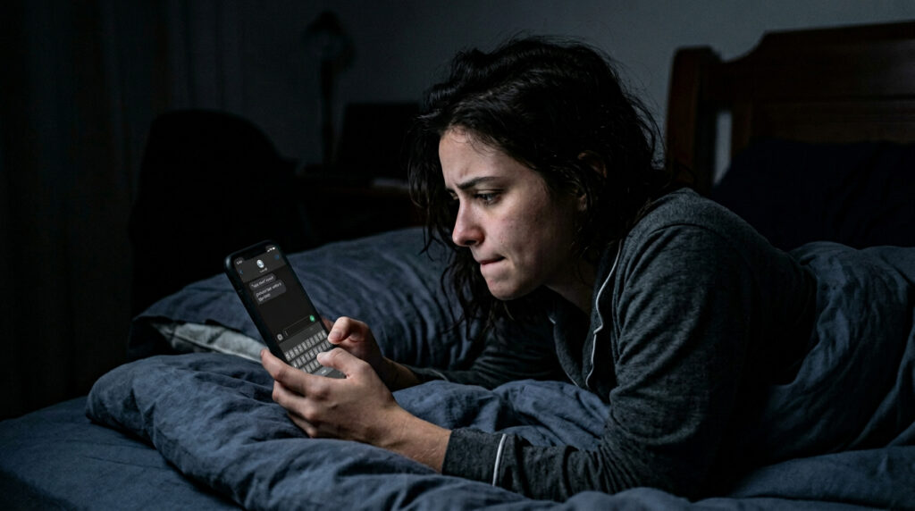 Quem responde instantaneamente às mensagens, mas demora semanas para responder a mensagens emocionais, nem sempre é inconsistente: ela pode ter disponibilidade automática para todos os outros e um bloqueio manual para si mesma