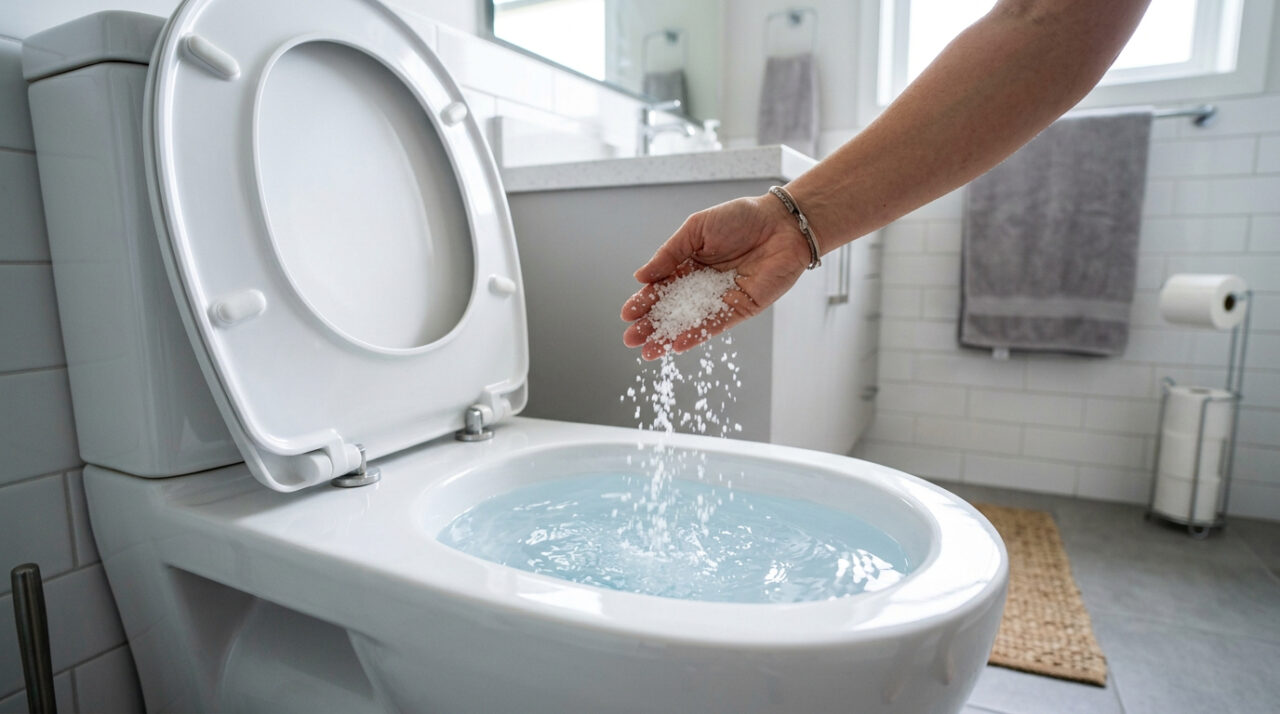 Experimente jogar um punhado de sal grosso no vaso sanitário… 30 minutos depois, toda a sua casa vai agradecer