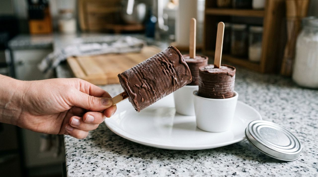 Misture só banana madura e chocolate meio amargo e faça um picolé caseiro super cremoso para matar a vontade de doce