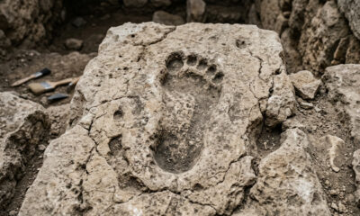 Arqueólogos encontram pegadas de 3.000 anos esculpidas em pedra