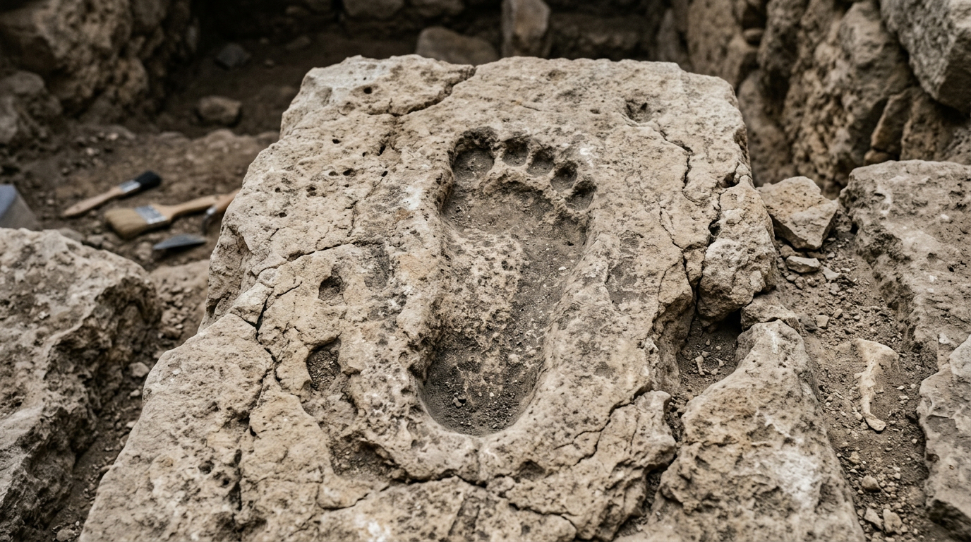 Arqueólogos encontram pegadas de 3.000 anos esculpidas em pedra