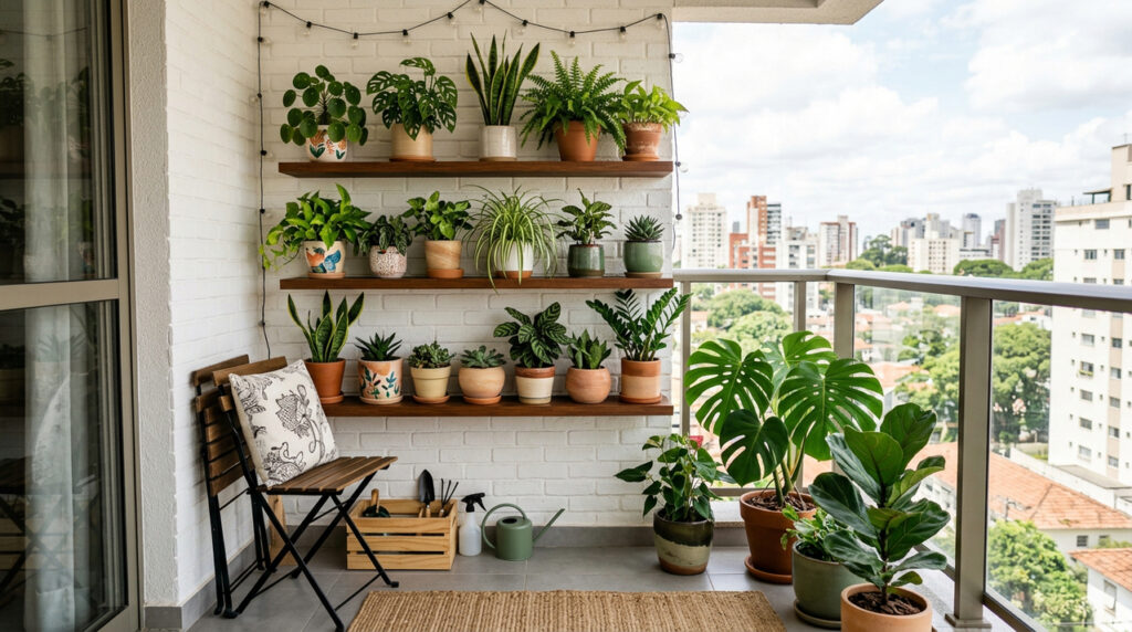 Plantas em casa ficam mais bonitas quando a varanda é organizada do jeito certo