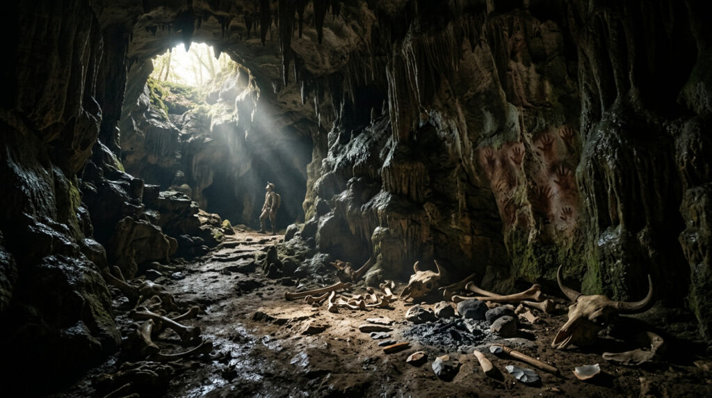 Arqueólogos escavaram uma caverna sob um castelo do século XI. Encontraram vestígios com 120.000 anos