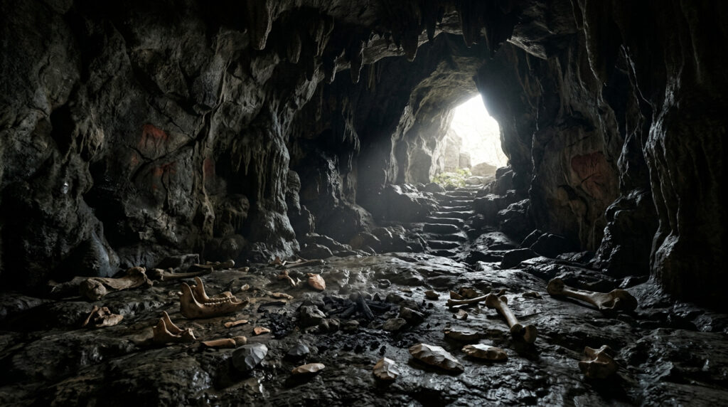 Arqueólogos escavaram uma caverna sob um castelo do século XI. Encontraram vestígios com 120.000 anos