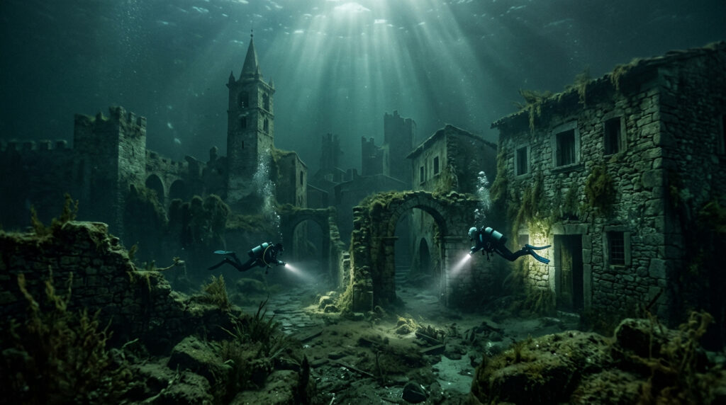 Quando mergulhadores exploraram este lago, encontraram uma cidade perdida de mil anos