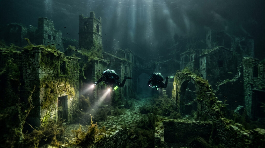 Quando mergulhadores exploraram este lago, encontraram uma cidade perdida de mil anos
