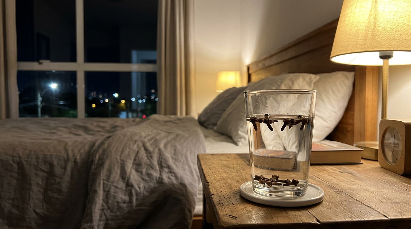 Colocar cravo-da-índia num copo com água no quarto antes de dormir: o que acontece com insetos, cheiros e energia da casa até o amanhecer