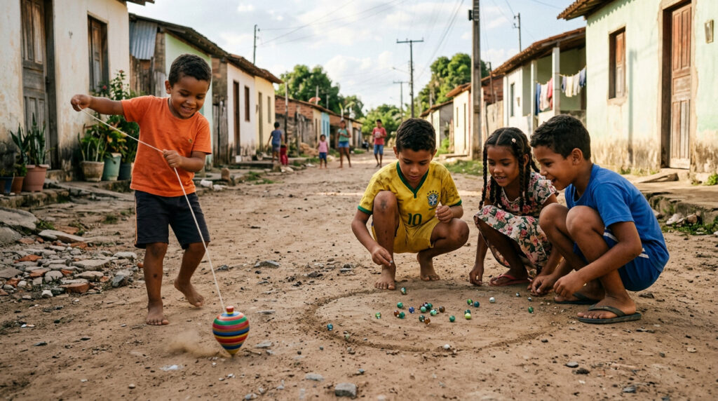 Jogos como pião e bolinha de gude faziam sucesso antes dos videogames e marcaram gerações