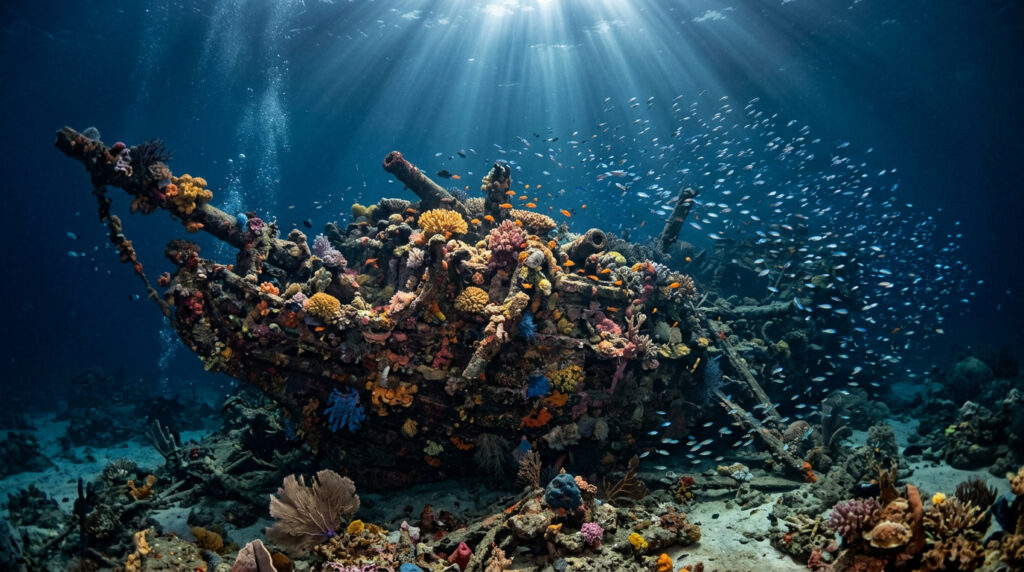 Pesquisadores da Marinha escanearam o fundo do mar e rastrearam um sinal. Então, encontraram um naufrágio impressionante de 500 anos