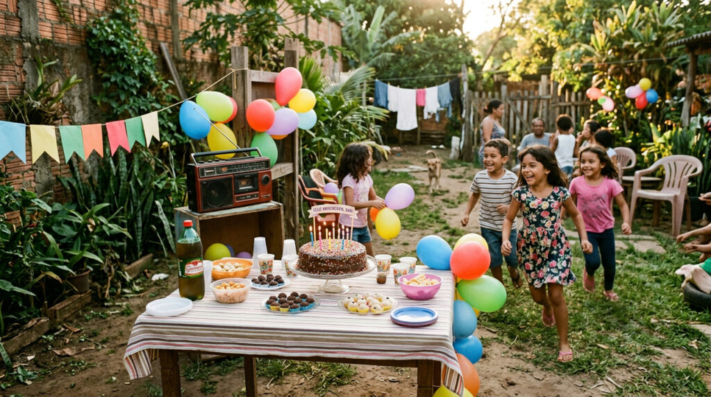 Festas de antigamente não precisavam de luxo e a música no rádio já animava todo mundo
