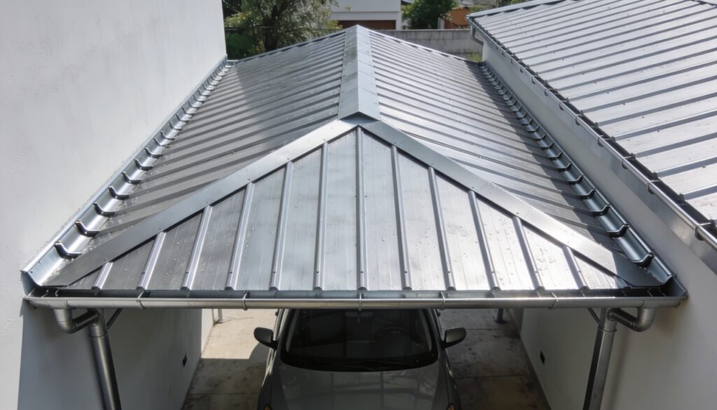 Cobertura simples para garagem protege o carro do sol forte e da chuva