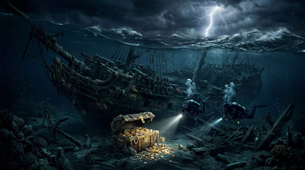 Tempestade histórica e mergulho acidental levam à descoberta de lendário navio pirata submerso