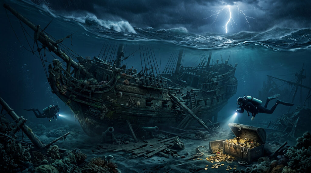 Tempestade histórica e mergulho acidental levam à descoberta de lendário navio pirata submerso