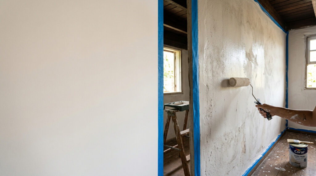 Como disfarçar parede torta sem quebrar tudo usando pintura e acabamento