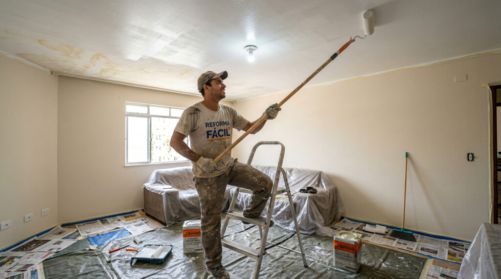 Mancha no teto pode ser resolvida com limpeza, selador e pintura correta