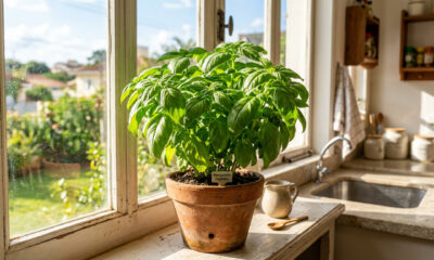 Os jardineiros concordam, “o manjericão precisa de luz. Se quiser colher folhas bonitas, deixe perto de uma janela ensolarada”