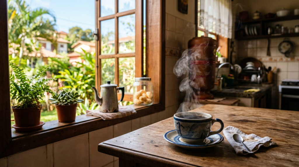 Sentir o cheiro do café de manhã era um pequeno hábito que fazia diferença
