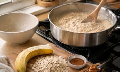 Troque o açúcar por banana e faça um mingau de aveia em apenas 5 minutos